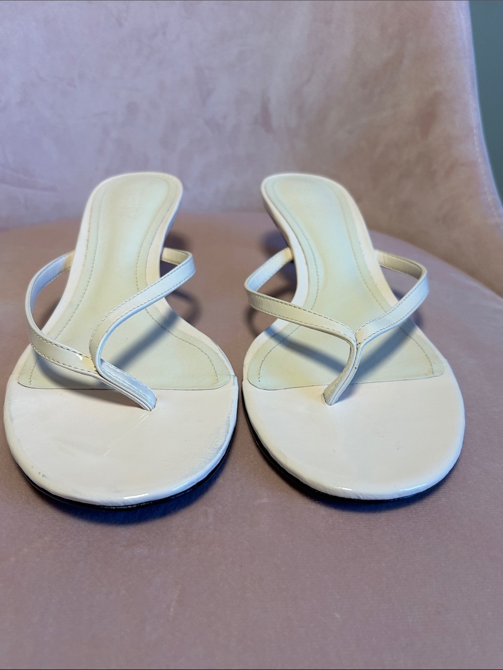 SCHUTZ CAROLYN 50MM LEATHER KITTEN-HEEL THONG SANDALS VERY LIGHT PINK SIZE 9.5 - Picture 4 of 15
